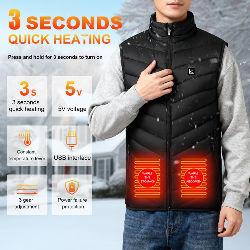 Corehance Heated Vest for Men Women with 9 Heating Zones , Heated Jackets for Winter